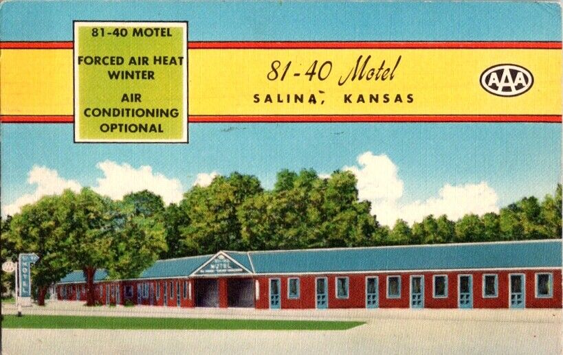 Vintage Postcard 81-40 Motel Salina KS Kansas 1955                         J-290