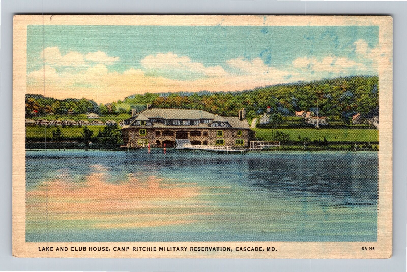 Cascade MD-Maryland Camp Ritchie Military Reservation Club House Linen Postcard