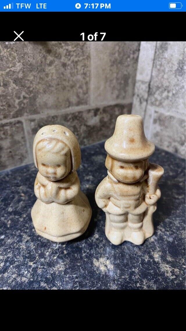 Vintage 1970’s, Pilgrim Man And Woman Salt And Pepper Shakers 