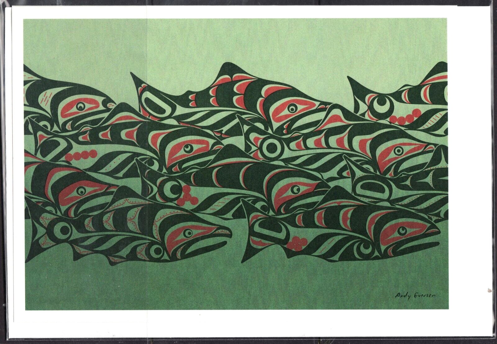 REUNION - Salmon Spawning by Kwakiutl artist Andy Everson - New 6\