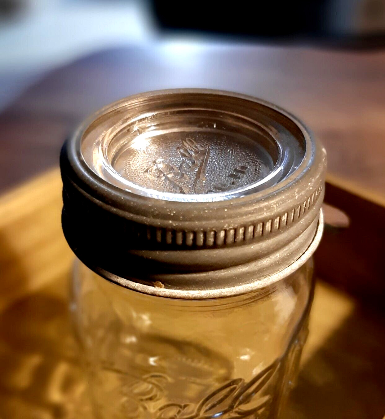 BALL GLASS LID ZINC RING ~ Antique #10 Regular Mouth Canning for Fruit Mason Jar