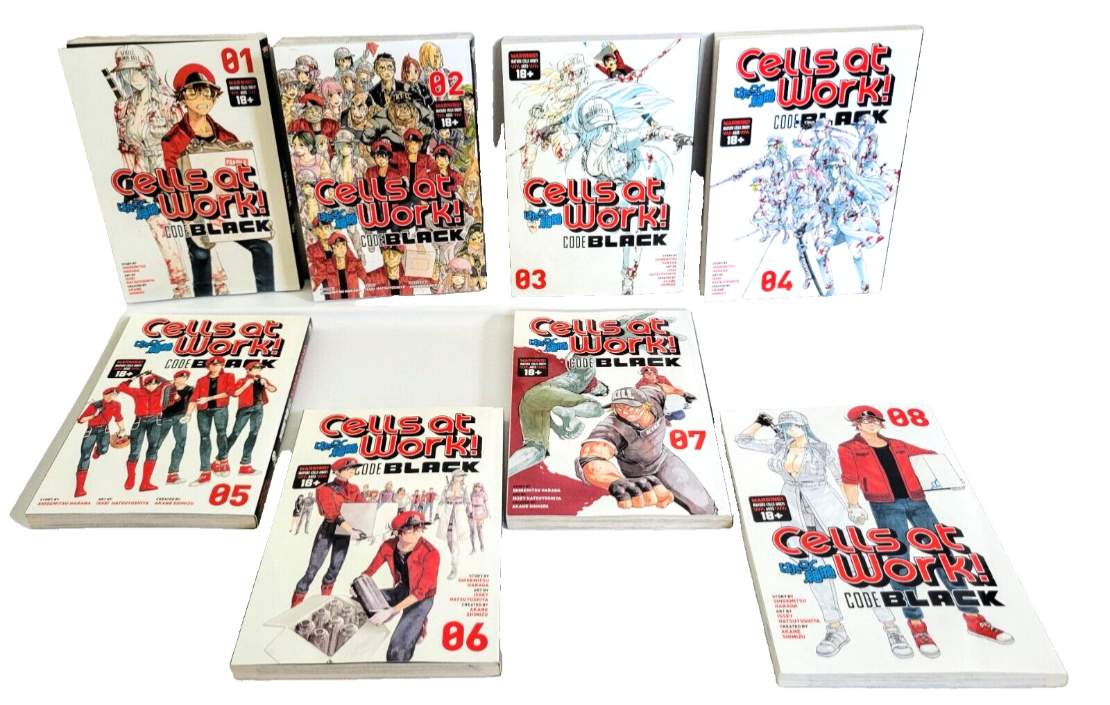 Lot of 8: Cells At Work Code Black, Volumes 1-8 Manga (English), Ages 18 and up