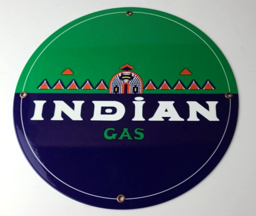 Vintage Indian Gasoline Sign - Classic Native American Gas Pump Pump Nozzle Sign