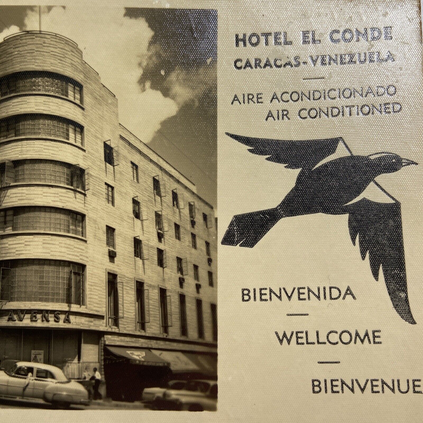 Postcard Venezuela Caracas Hotel El Conde AVENSA Vtg Cars AGFA RPPC 1953