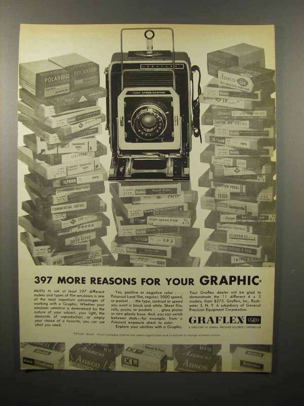 1960 Graflex Super Speed Graphic Camera Ad - Reasons