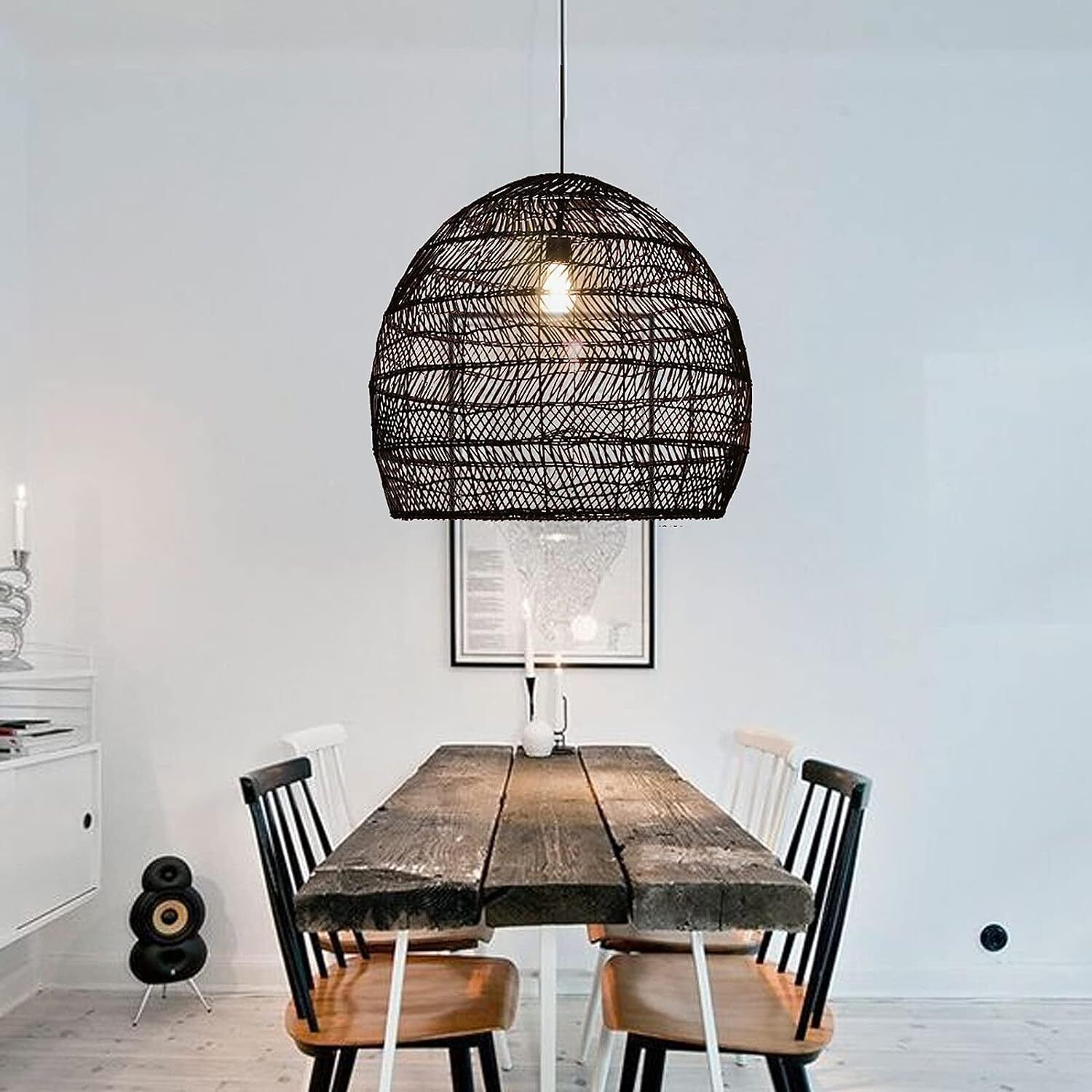 Woven Pendant Light Shades Handmade Hanging Ceiling Lamp Rattan Basket Lampshade