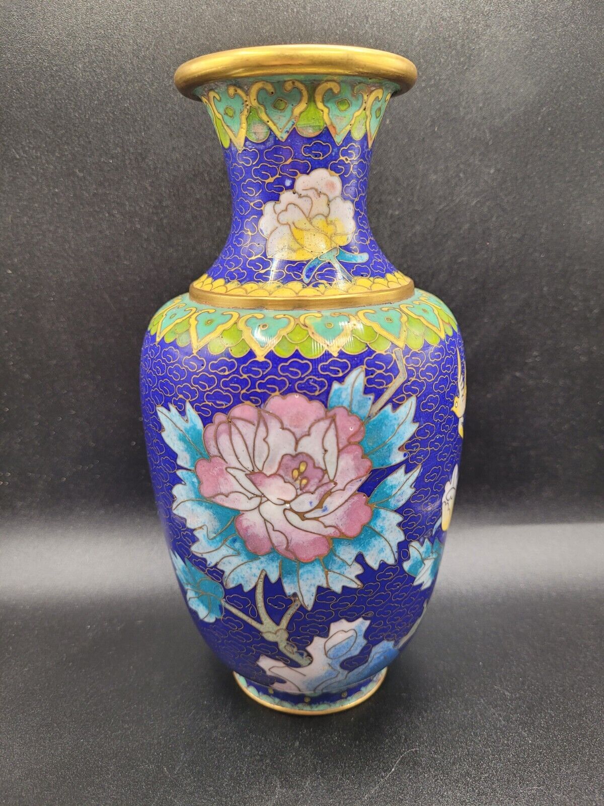 VTG Cloisonné Vase Chinese Japanese Excellent Condition Bird Flowers 7 Inches