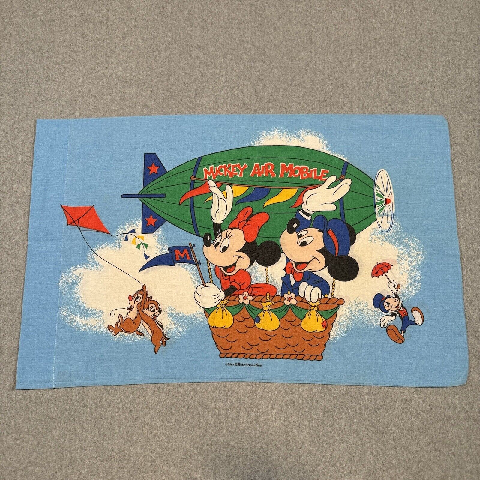 Vintage Disney Mickey Air Mobile Minnie Mouse Standard Pillow Case 80s 90s