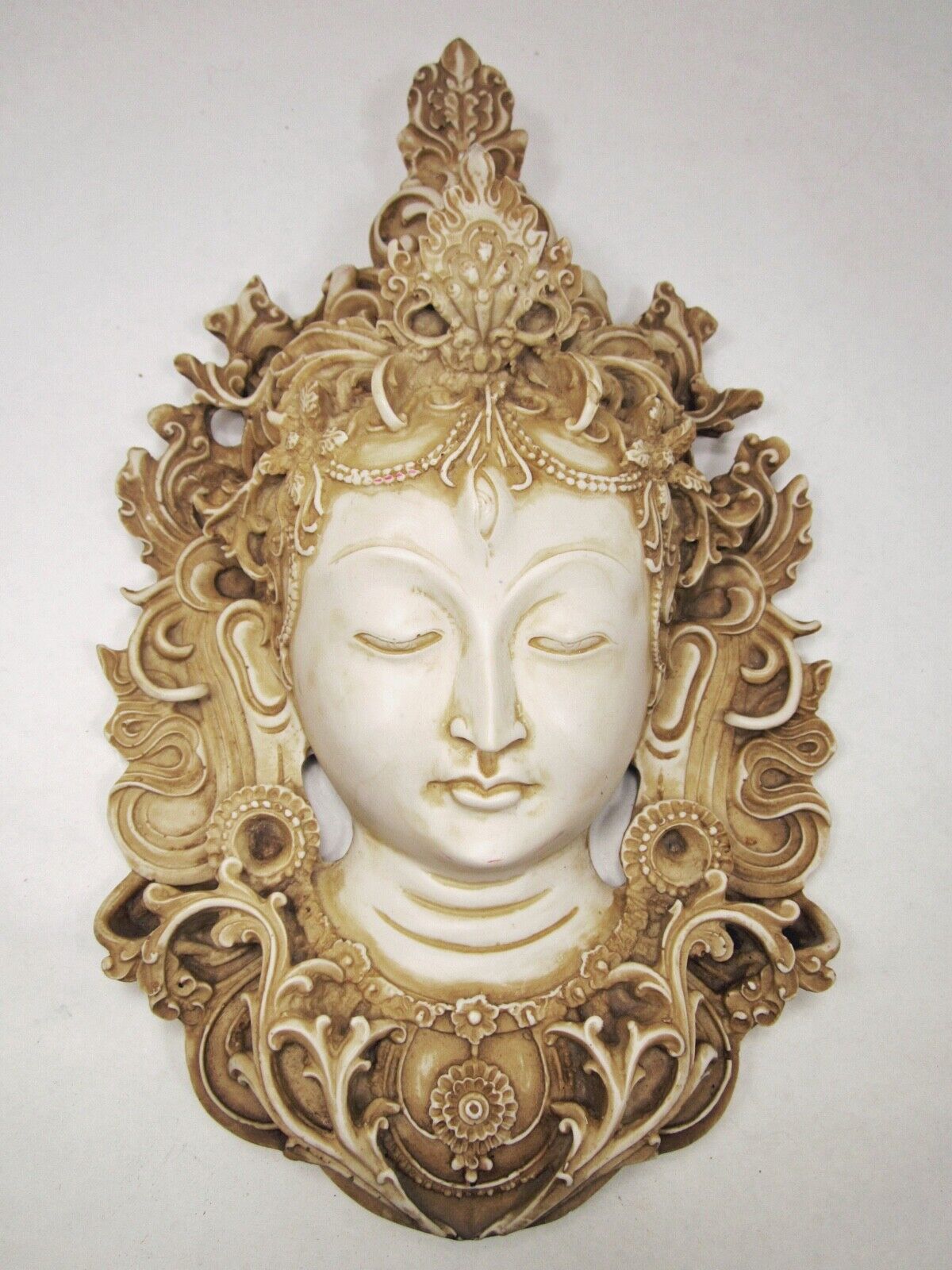 Large & Ornate Tibetan Buddhist White Tara Mask 12\