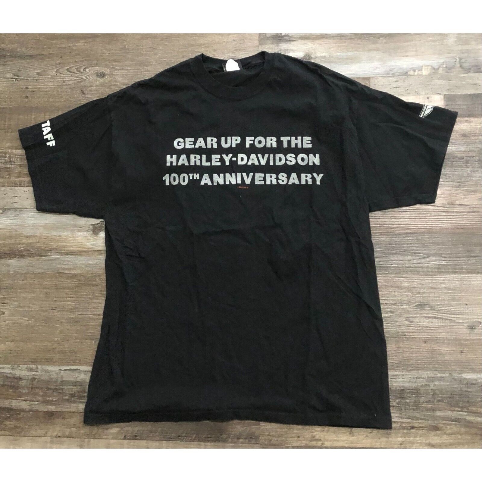 Harley Davidson Mens XL 100th Anniversary Black Staff T Shirt