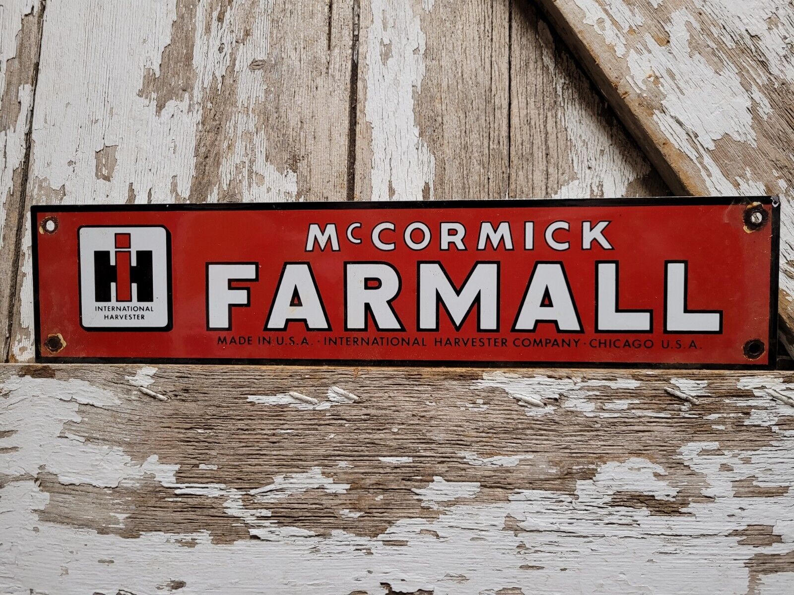 VINTAGE INTERNATIONAL HARVESTER PORCELAIN SIGN MCCORMICK FARMALL TRACTOR FARM