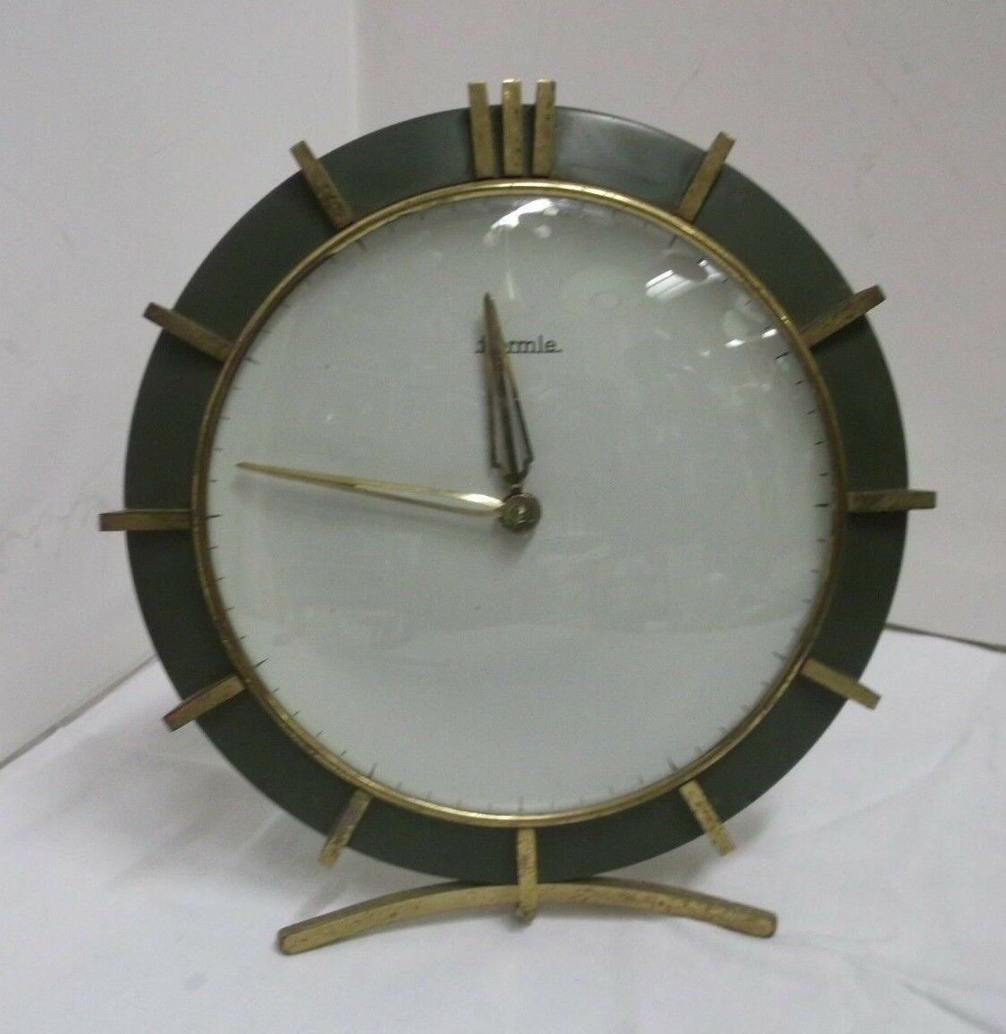 50er 60er Mantel Clock Table Clock Hermle Mechanically Brass Watch 50s 60s Clock