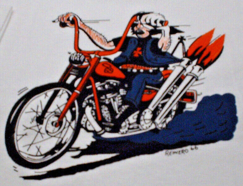BIKER IRON ON HEAT TRANSFER RARE VINTAGE 58 Y/O ON BACK OF A NEW T-SHIRT ADULT M