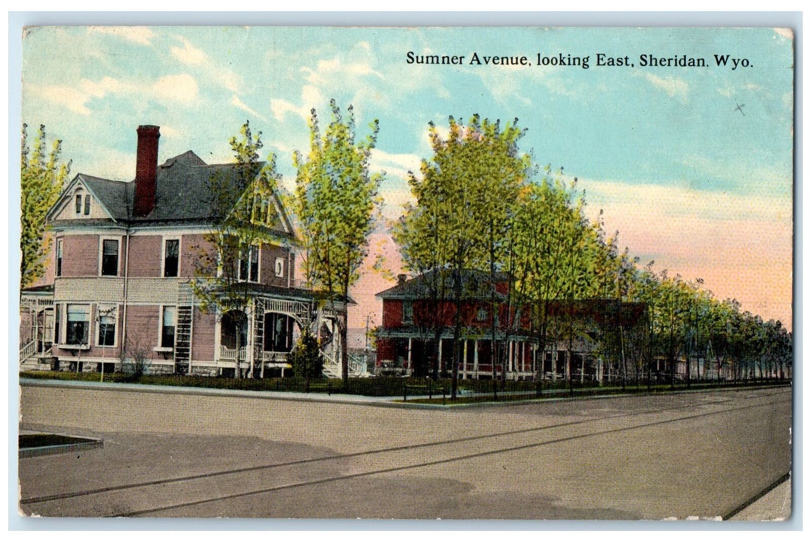 c1910's Sumner Avenue Looking East Scene Sheridan Wyoming WY Unposted Postcard
