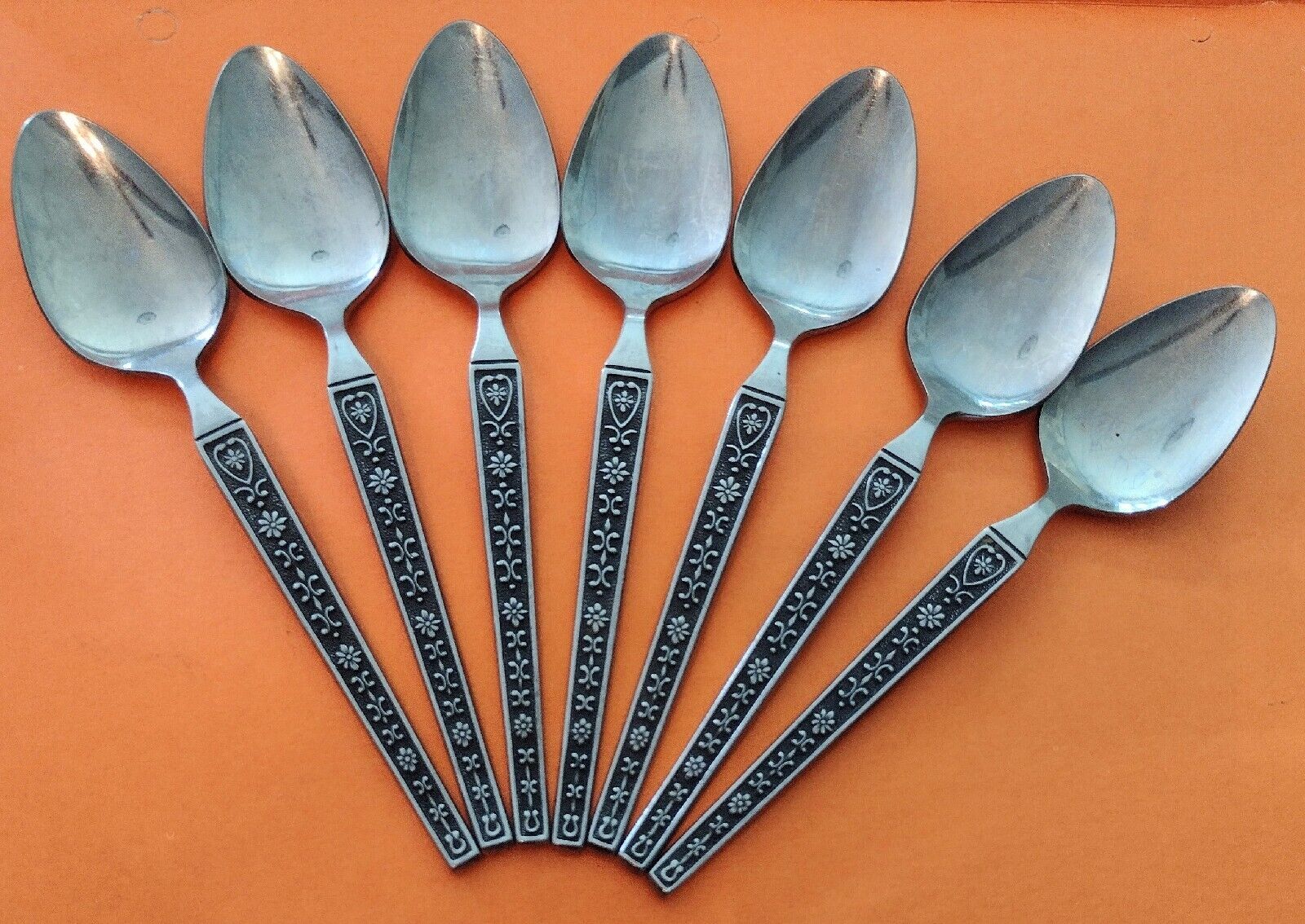 Vintage Rivera® Cordova Stainless Teaspoons Japan Flatware Tea Spoons Lot Of 7
