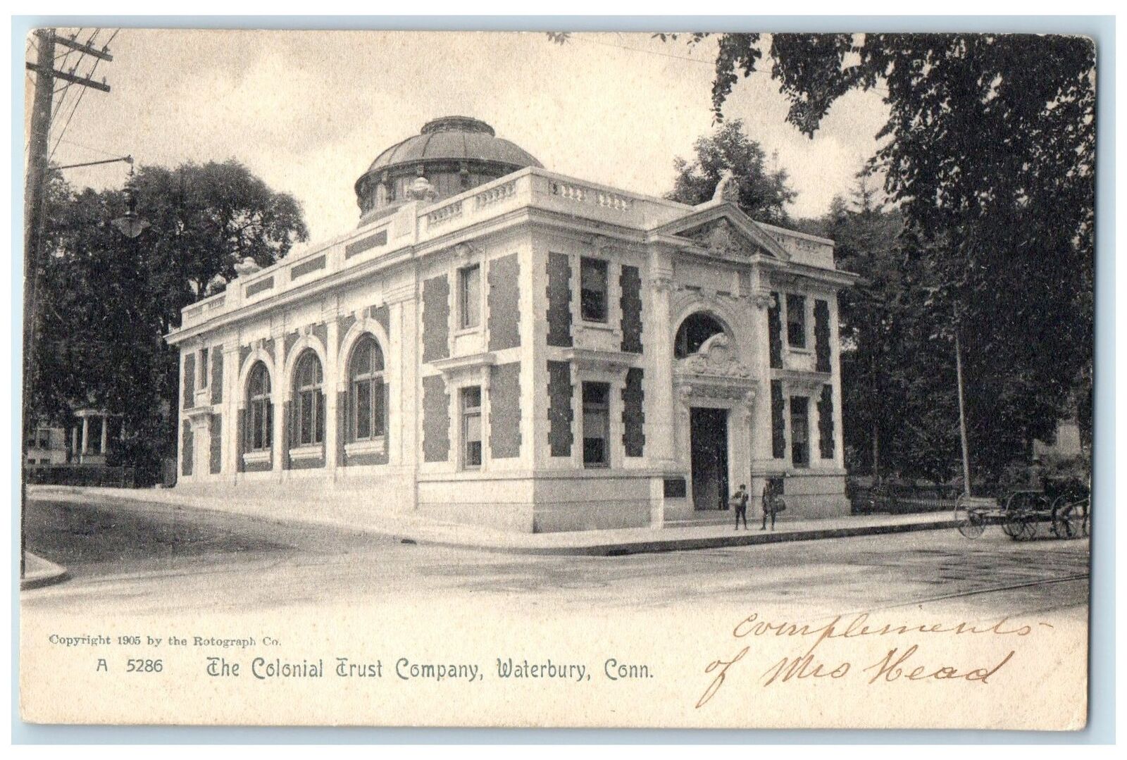 c1905's The Colonial Trust Company Exterior Waterbury Connecticut CT Postcard