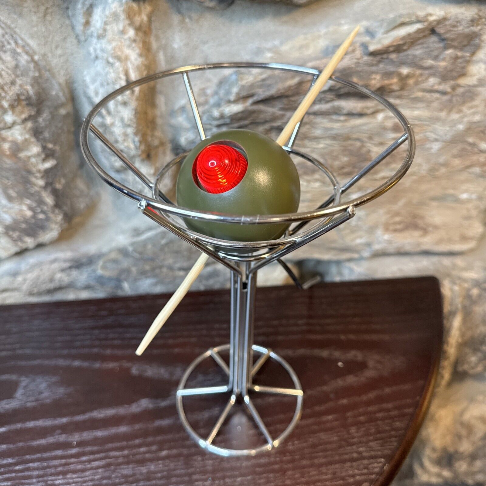 CHROME MARTINI OLIVE BAR LAMP LIGHT POP Art Cocktail Bar Decor