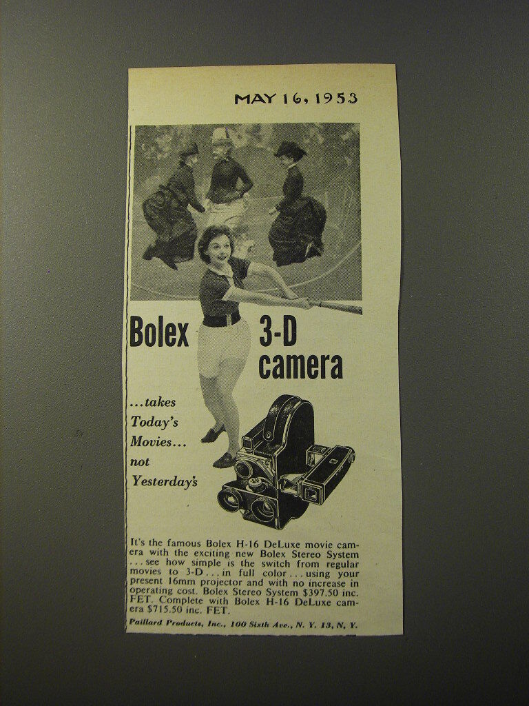 1953 Bolex H-16 DeLuxe Movie Camera Advertisement