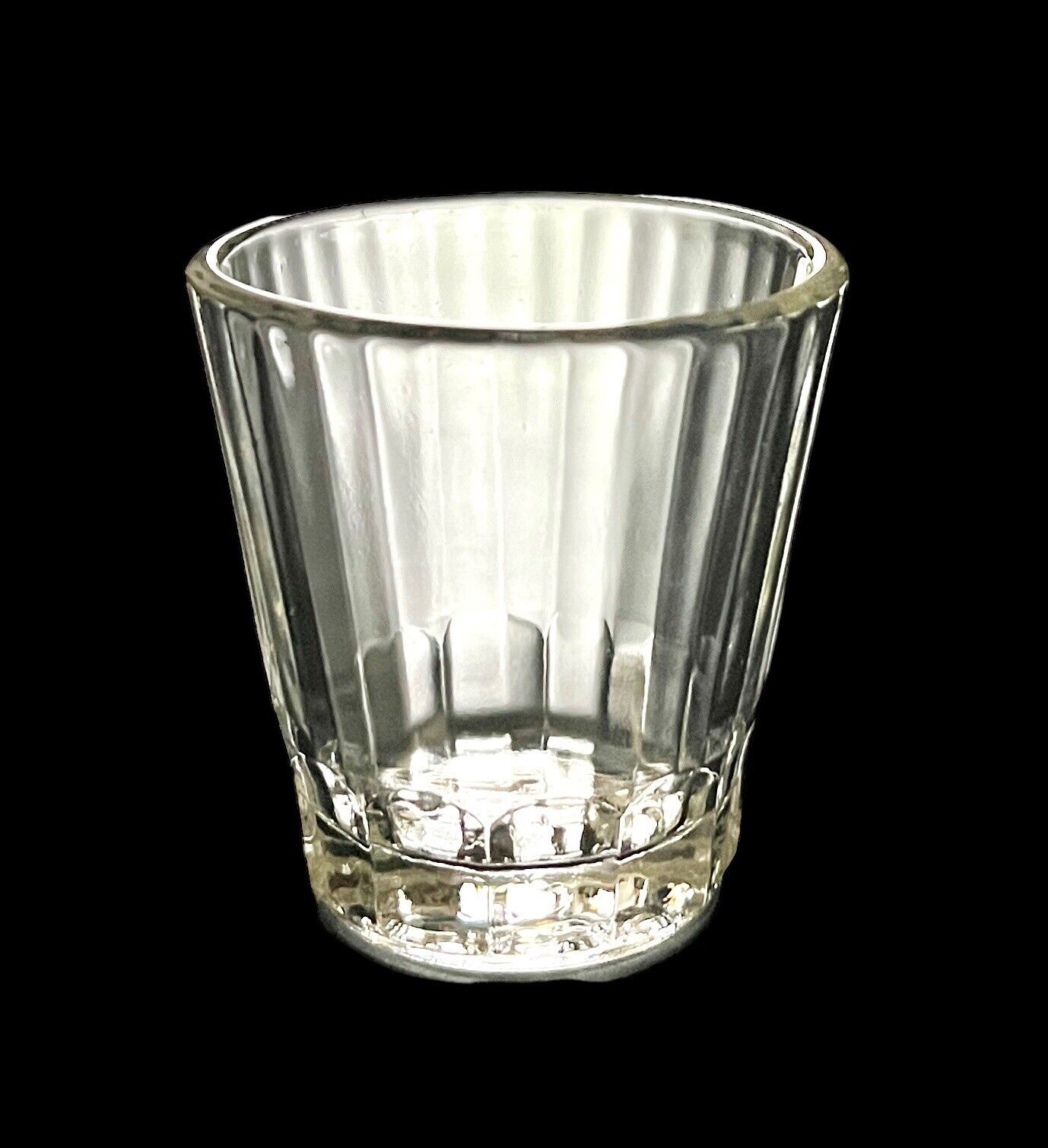 Vintage Federal Glass Company Clear Glass 2” Shot Glass Ribbed Excellent