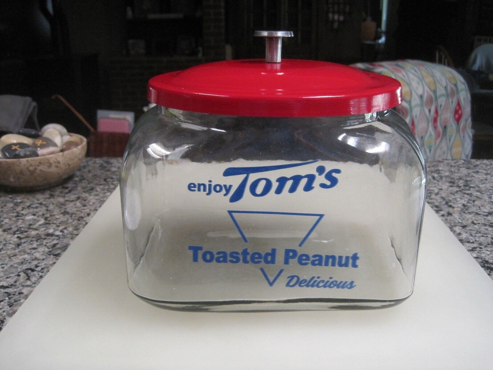 Vintage Style Tom\'s Toasted Peanuts Advertising Counter Snack Cookie Jar - BL