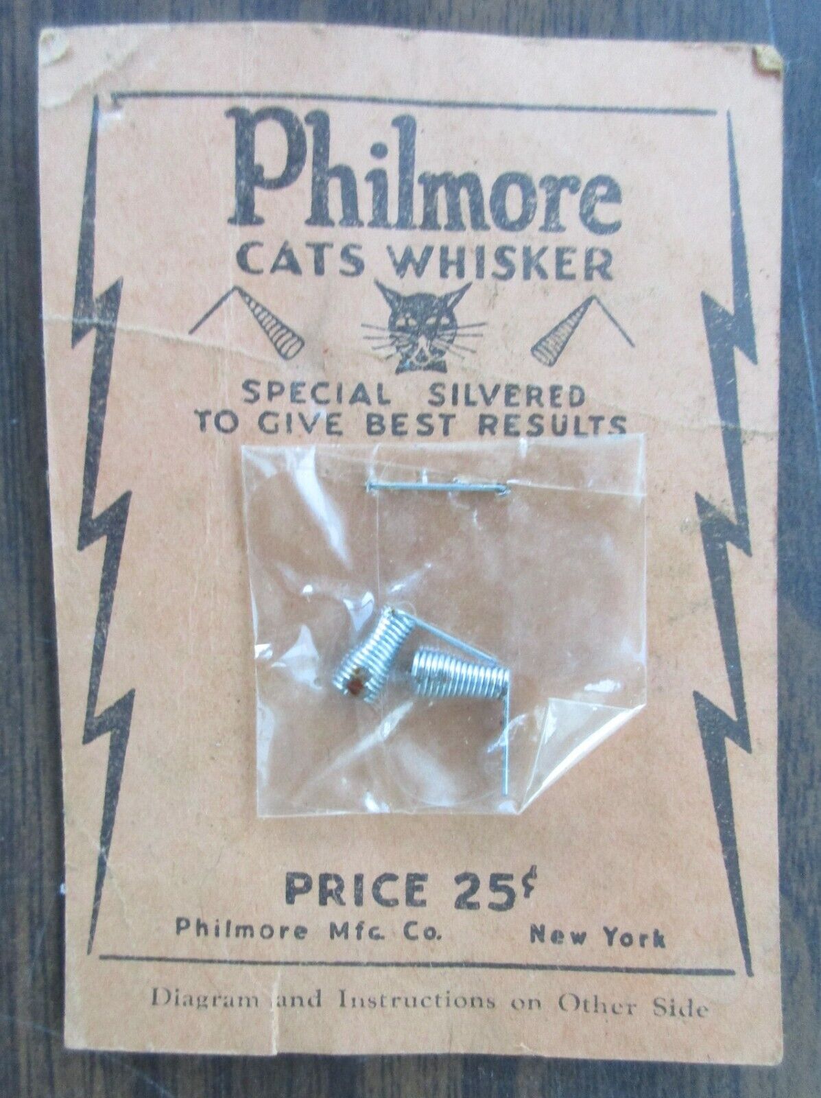 1 package with two Vintage Philmore CATS WHISKERs for CRYSTAL RADIOS
