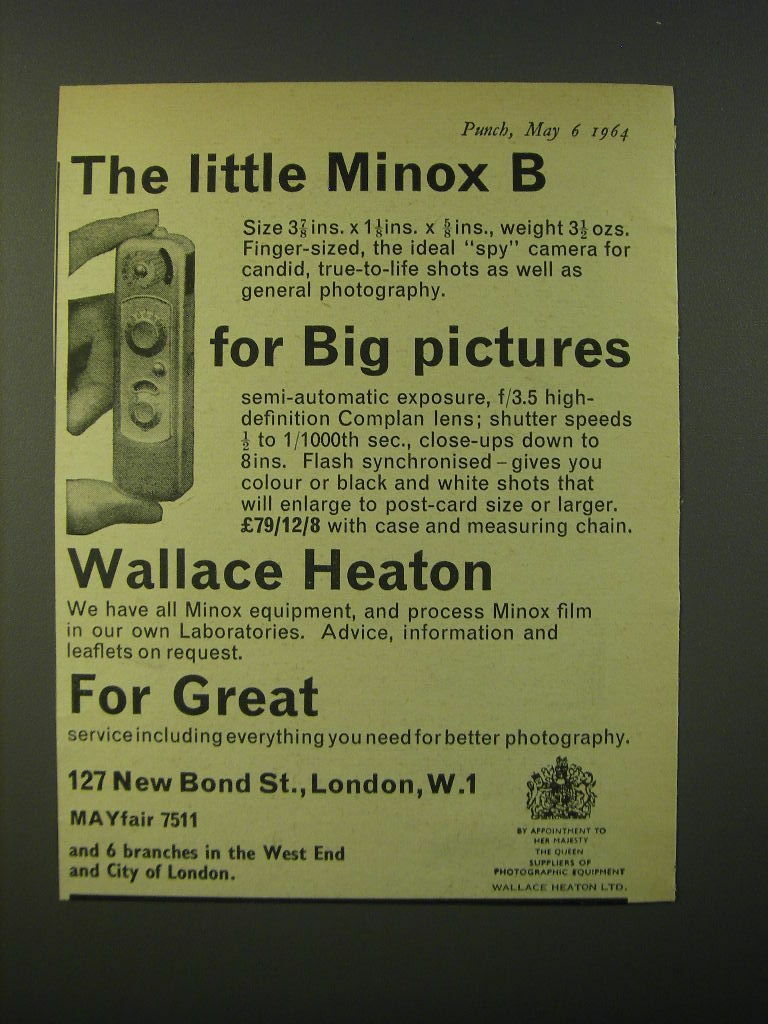 1964 Minox B Camera Ad - The little Minox B for big pictures