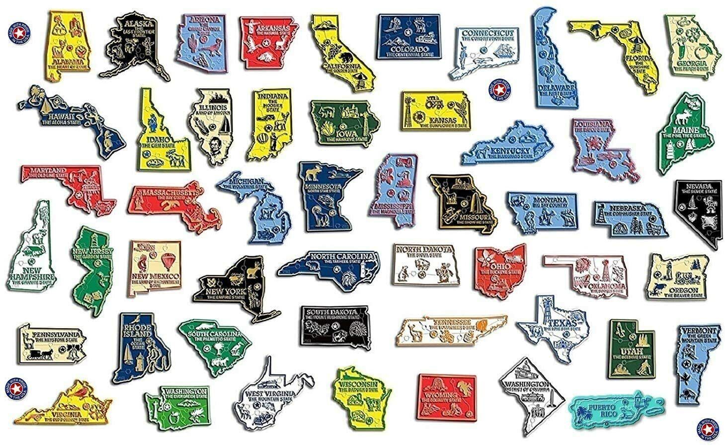 All 50 State Magnets Plus D.C. and Puerto Rico Complete Set