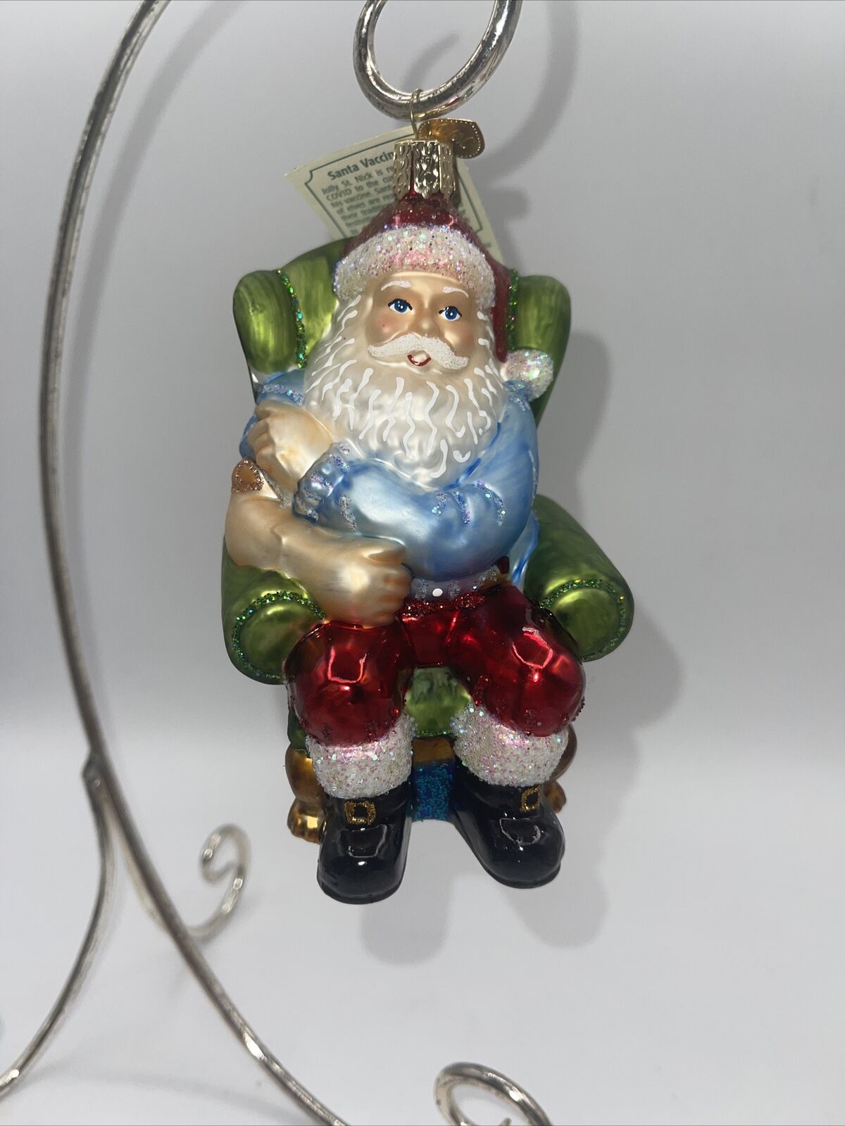Old World Christmas Santa Vaccinated Glass Ornament