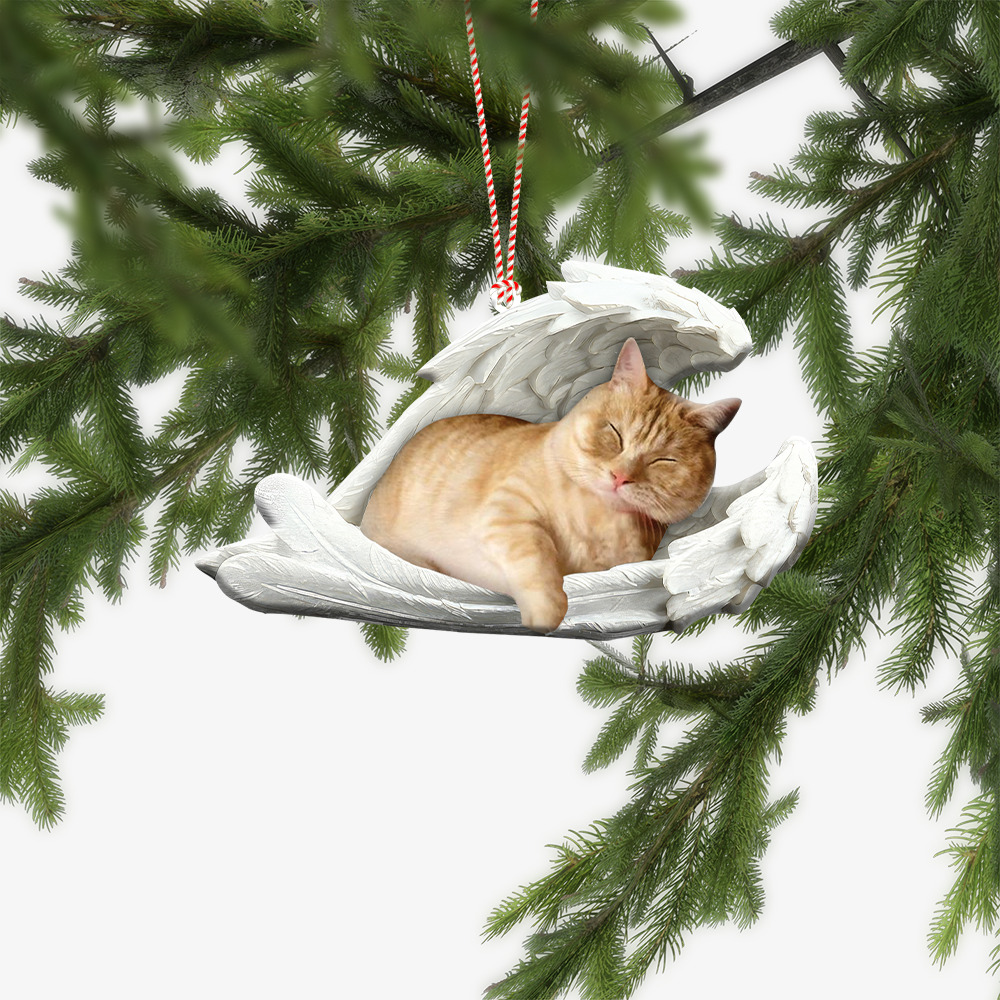 Munchkin Cat Sleeping Angel Car Ornament, Munchkin Cat Angel Wings Car Ornament
