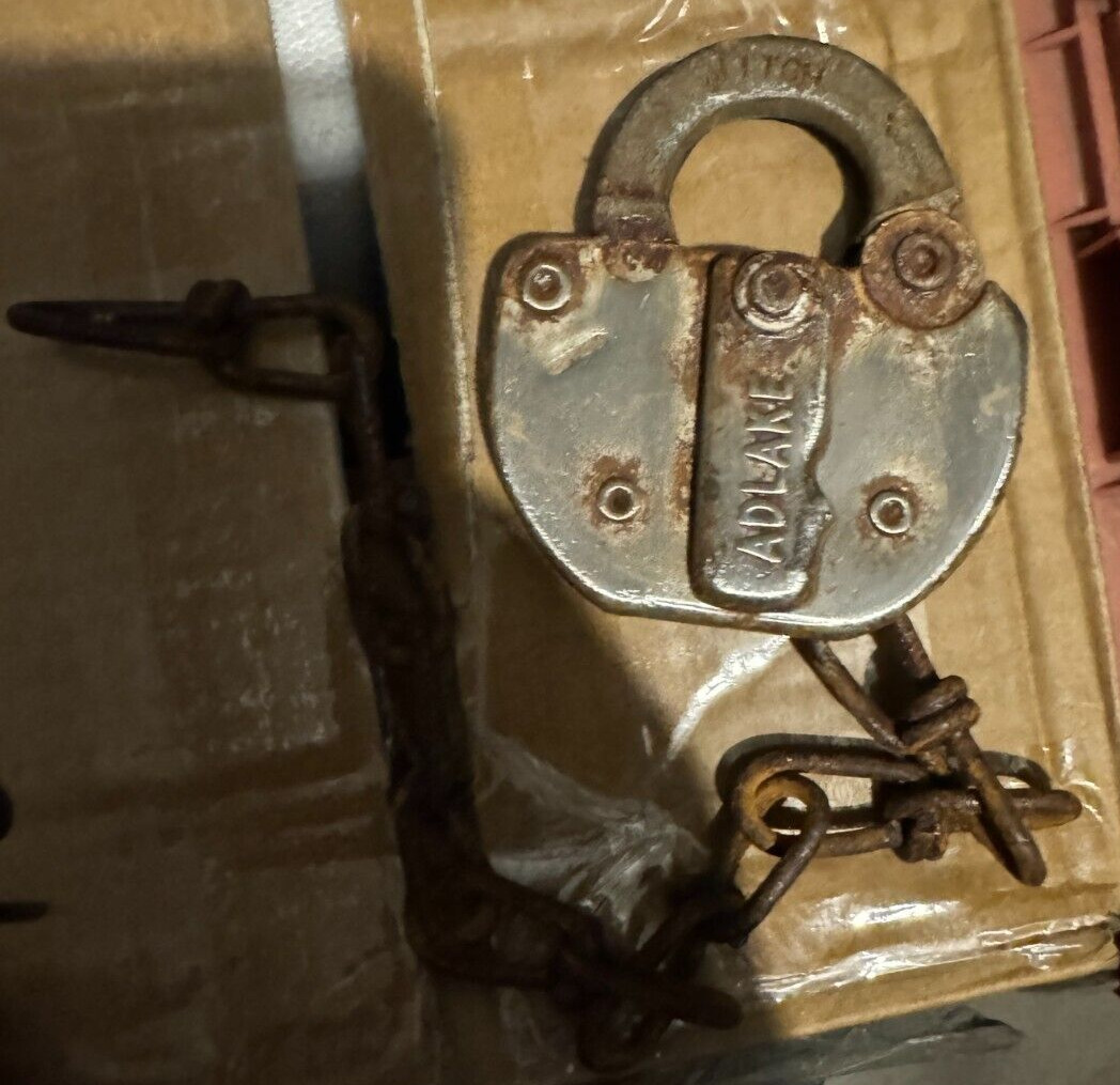 Vintage Adlake Railroad Lock With Chain Used By Norther Pacific Railroad