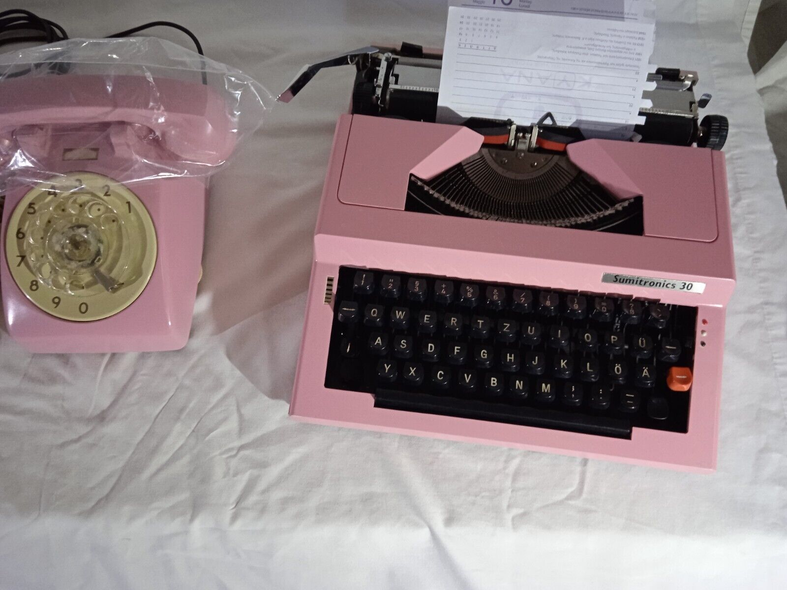 Pink Manual Portable Typewriter + Phone Colors Brands Available