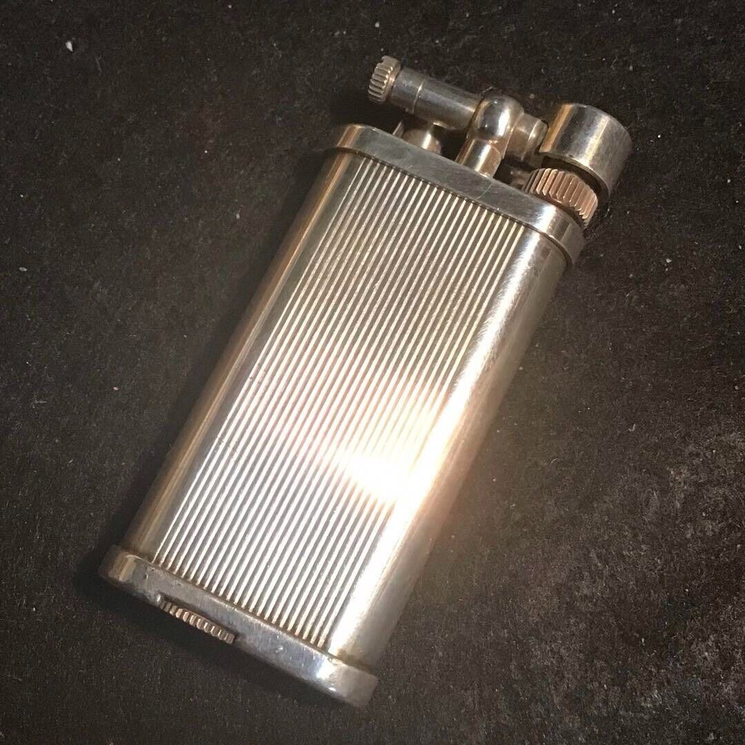 Vintage Dunhill Gas Lighter Silver Unique Hammer Working Condition