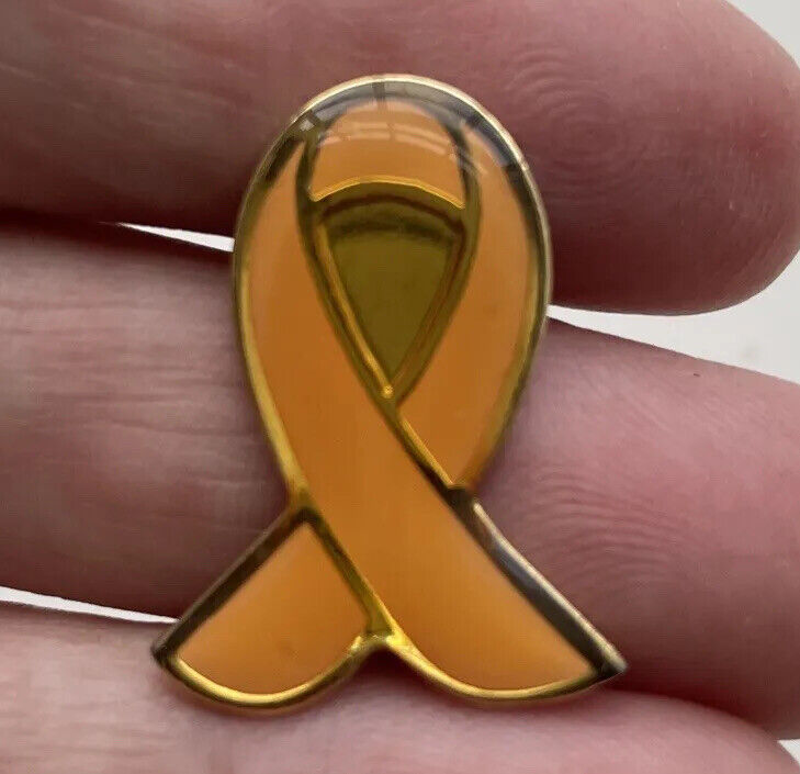 Orange Awareness Ribbon ADHD Lupus MS Leukemia COPD Enamel Vintage Hat Lapel Pin