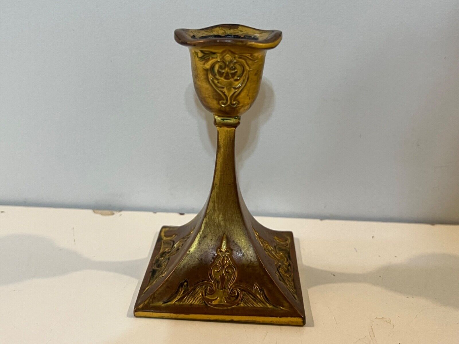 Vintage Petite Brass Candlestick with Ornate Decorations