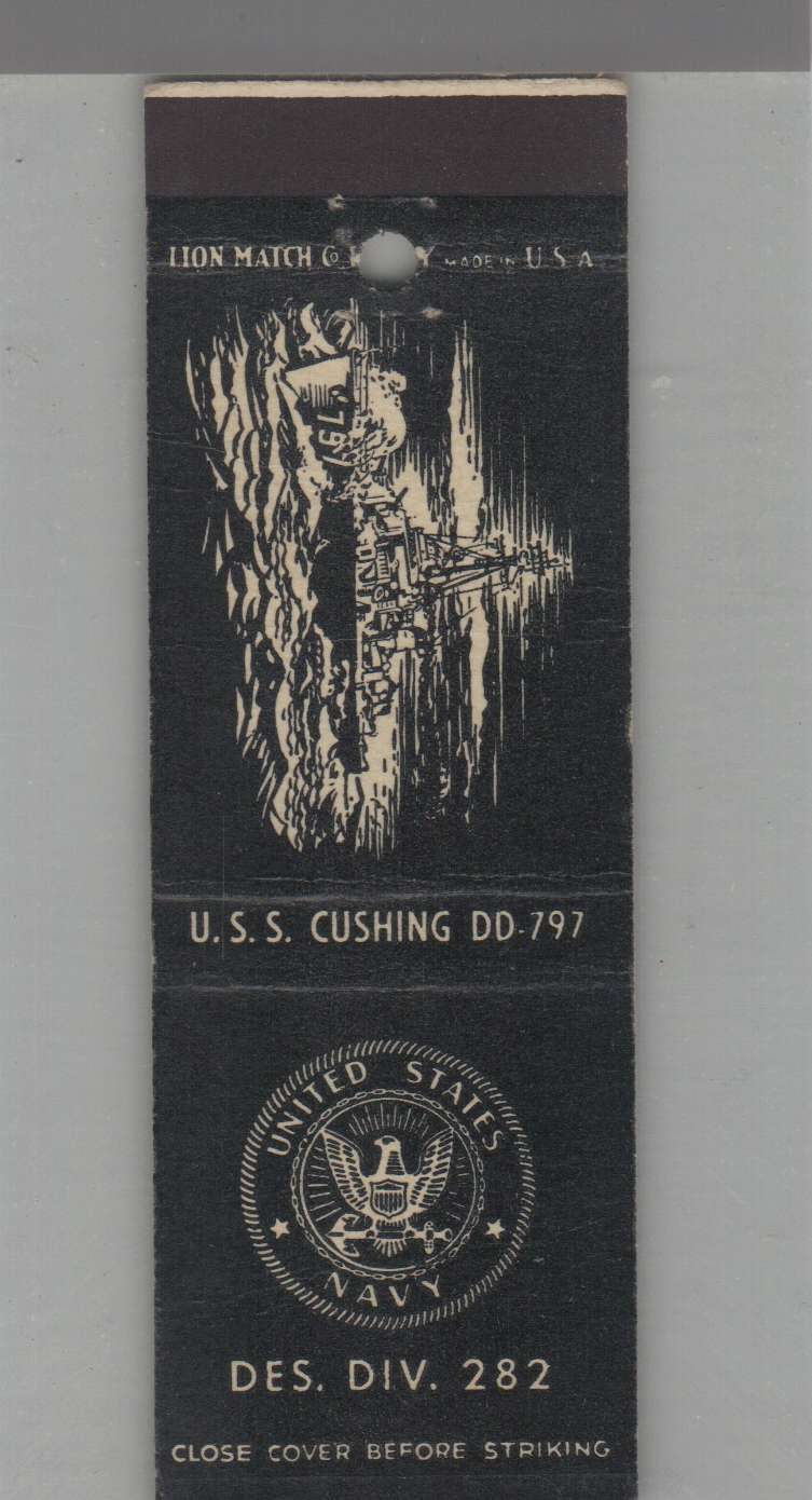 Matchbook Cover - US Navy Ship - USS USS Cushing DD-797