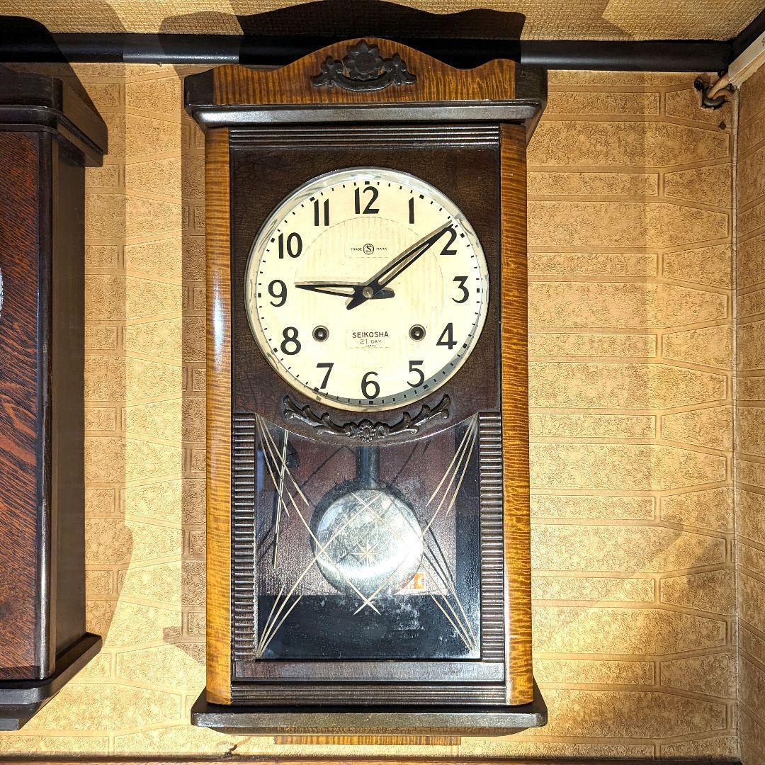 Showa retro wind-up pendulum clock SEIKOSHA antique wall clock