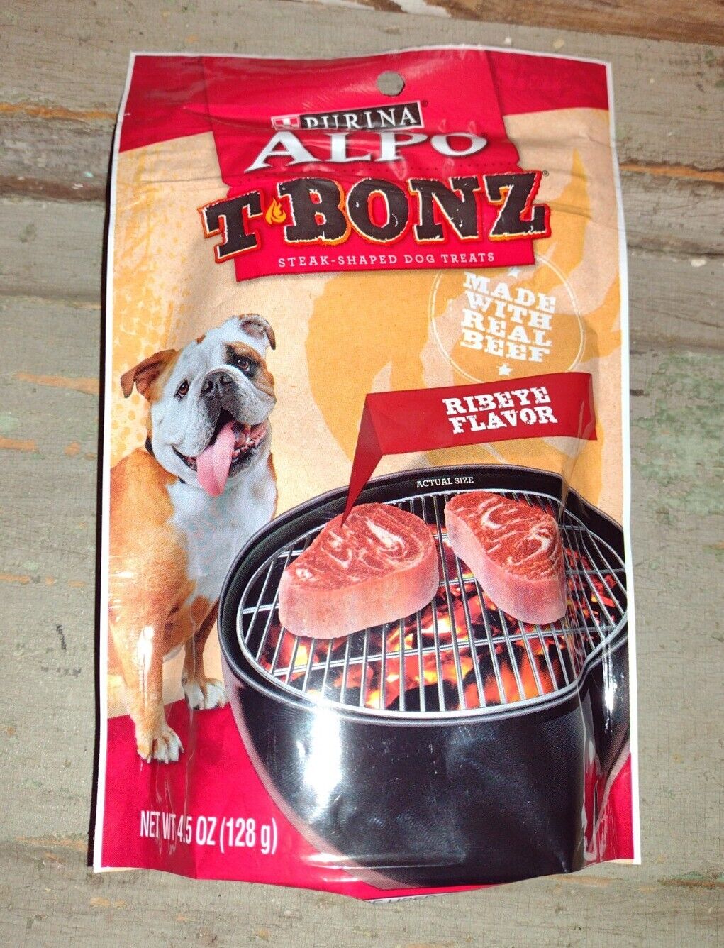 Purina Alpo T-Bonz Dog Treats Ribeye Flavor 4.5oz Per Bag. One Bag