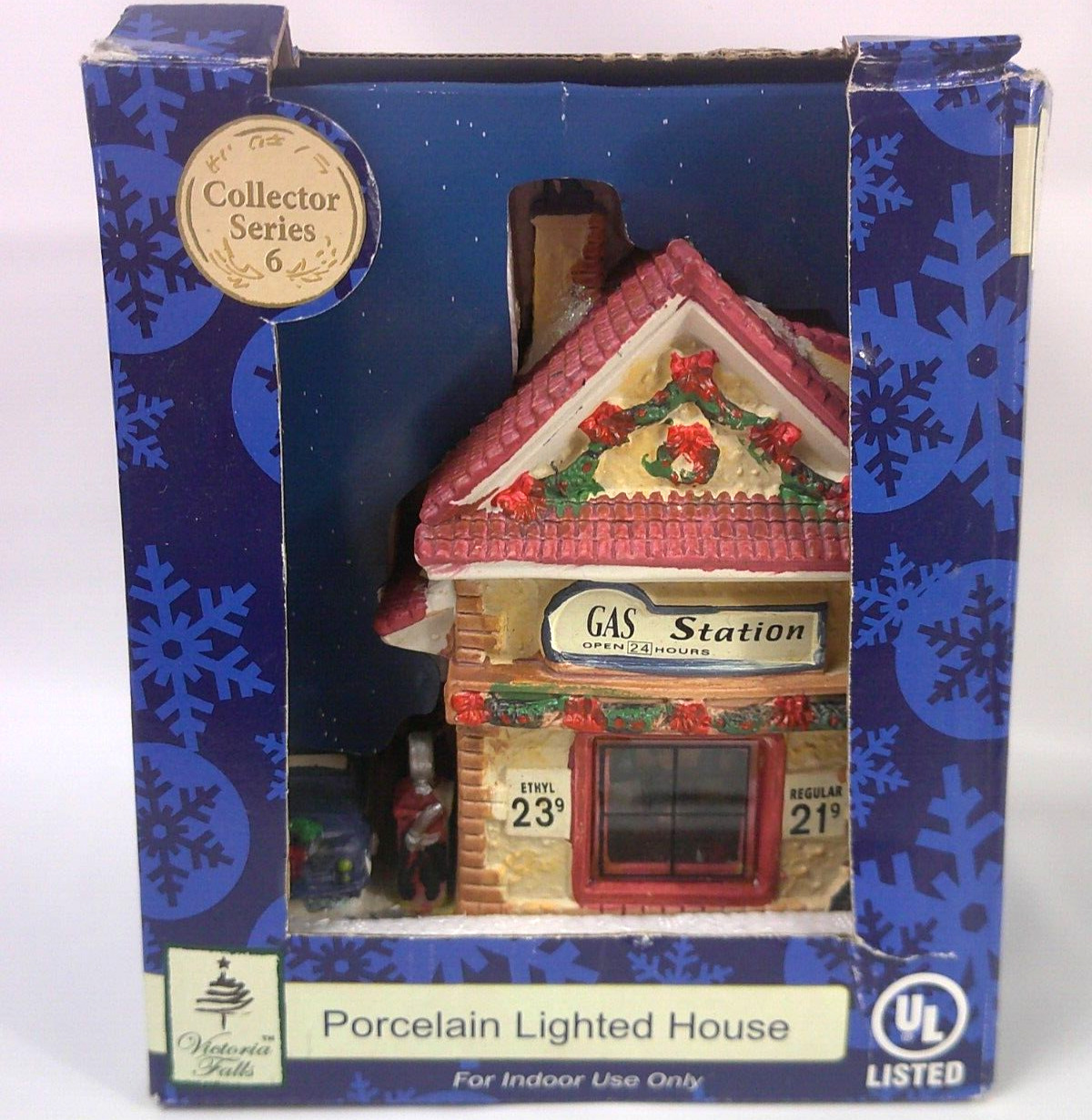 Victoria Falls Porcelain Lighted House Series 6 Gas Station Christmas Village