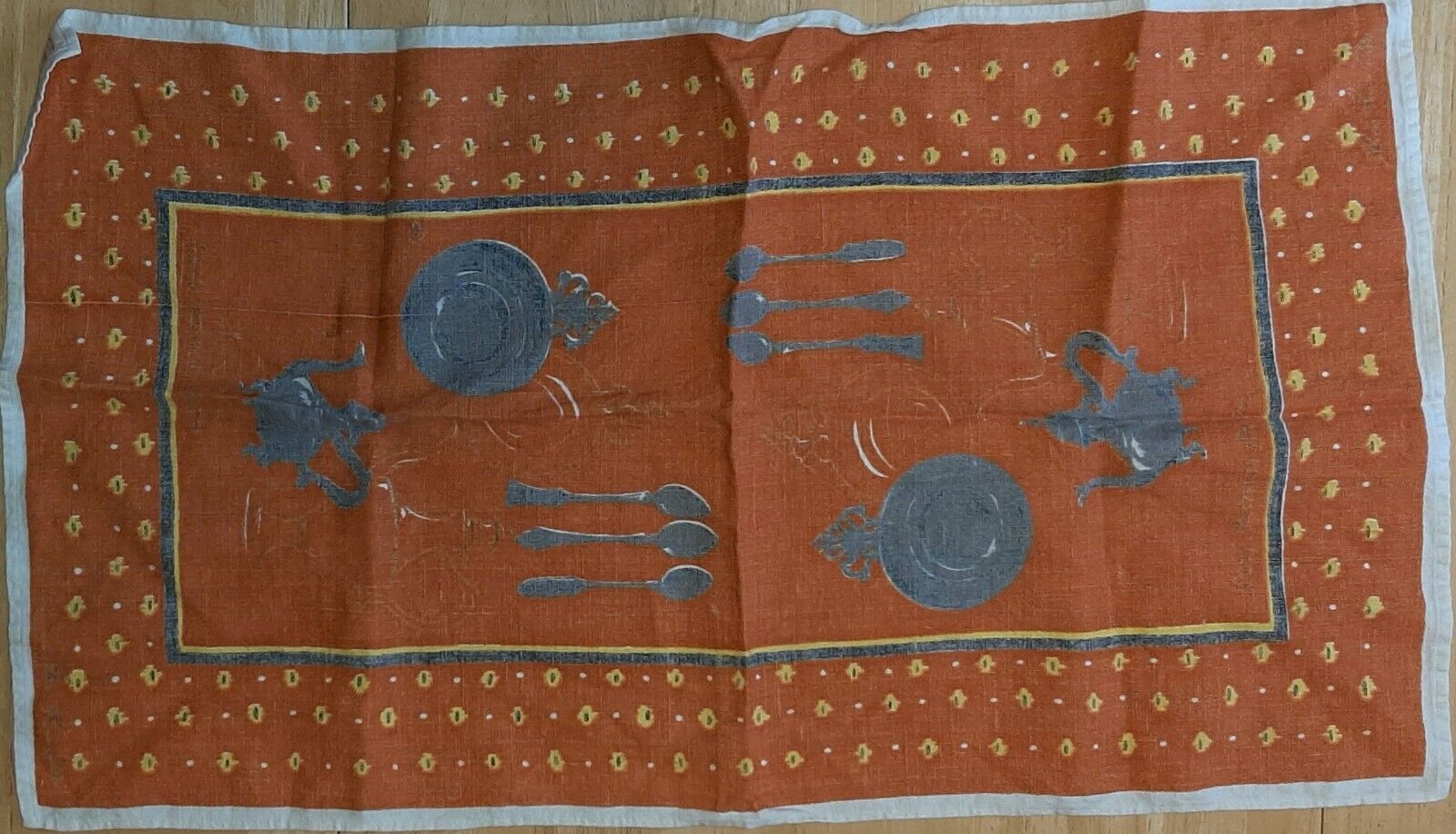 Vintage Linen Early American Pewter Kitchen Towel Hardy Craft Original