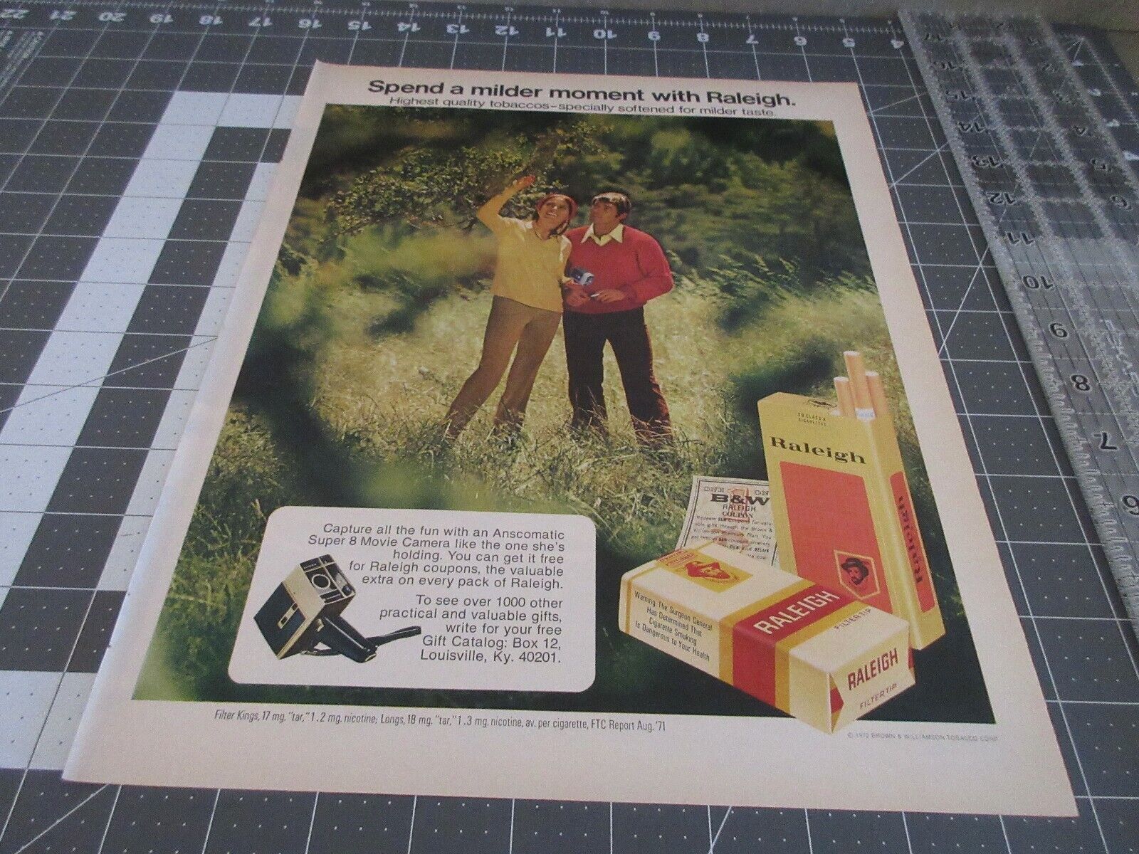 Vintage print ad Tobacco Cigarettes advertisement RALEIGH Anscomatic Camera 1972