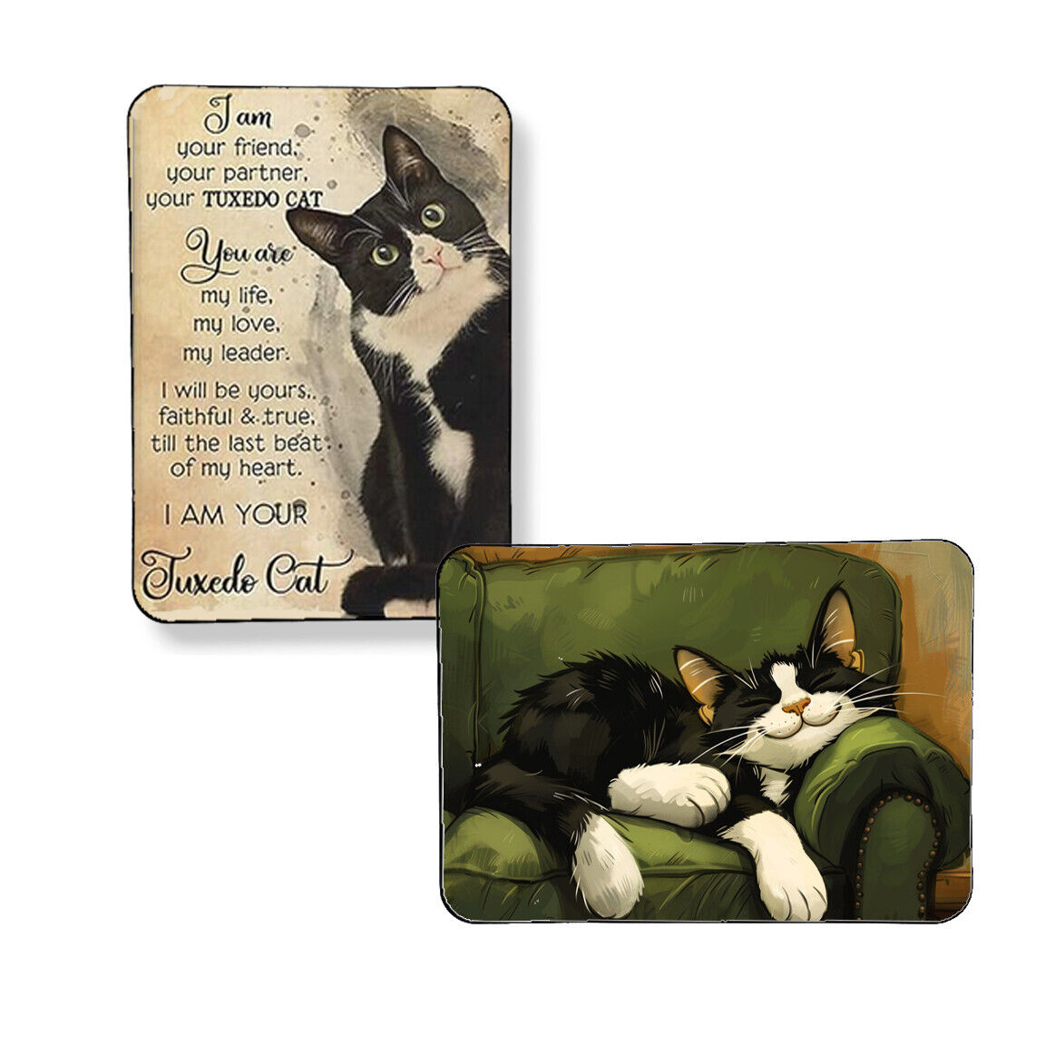 Set of 2 Tuxedo Cat Poem Art Print Magnets 3\