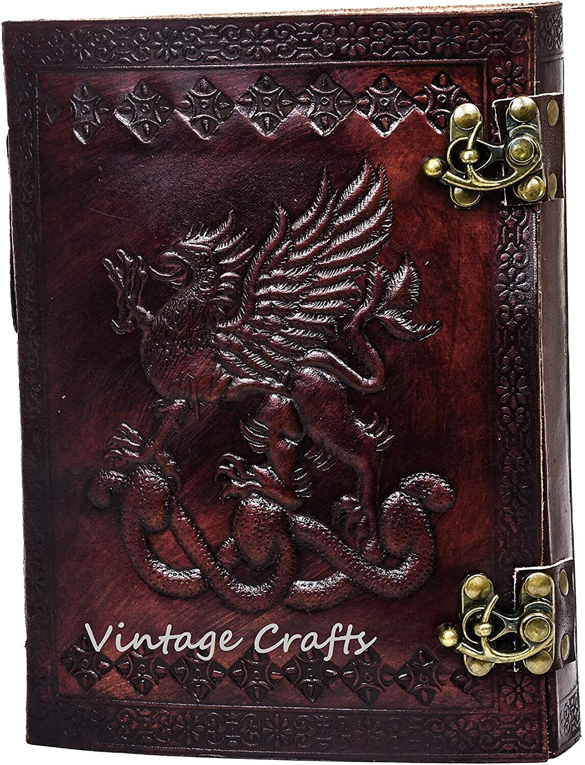 Handmade Vintage Antique Looking Genuine Dragon Leather Bound Journal Notebook