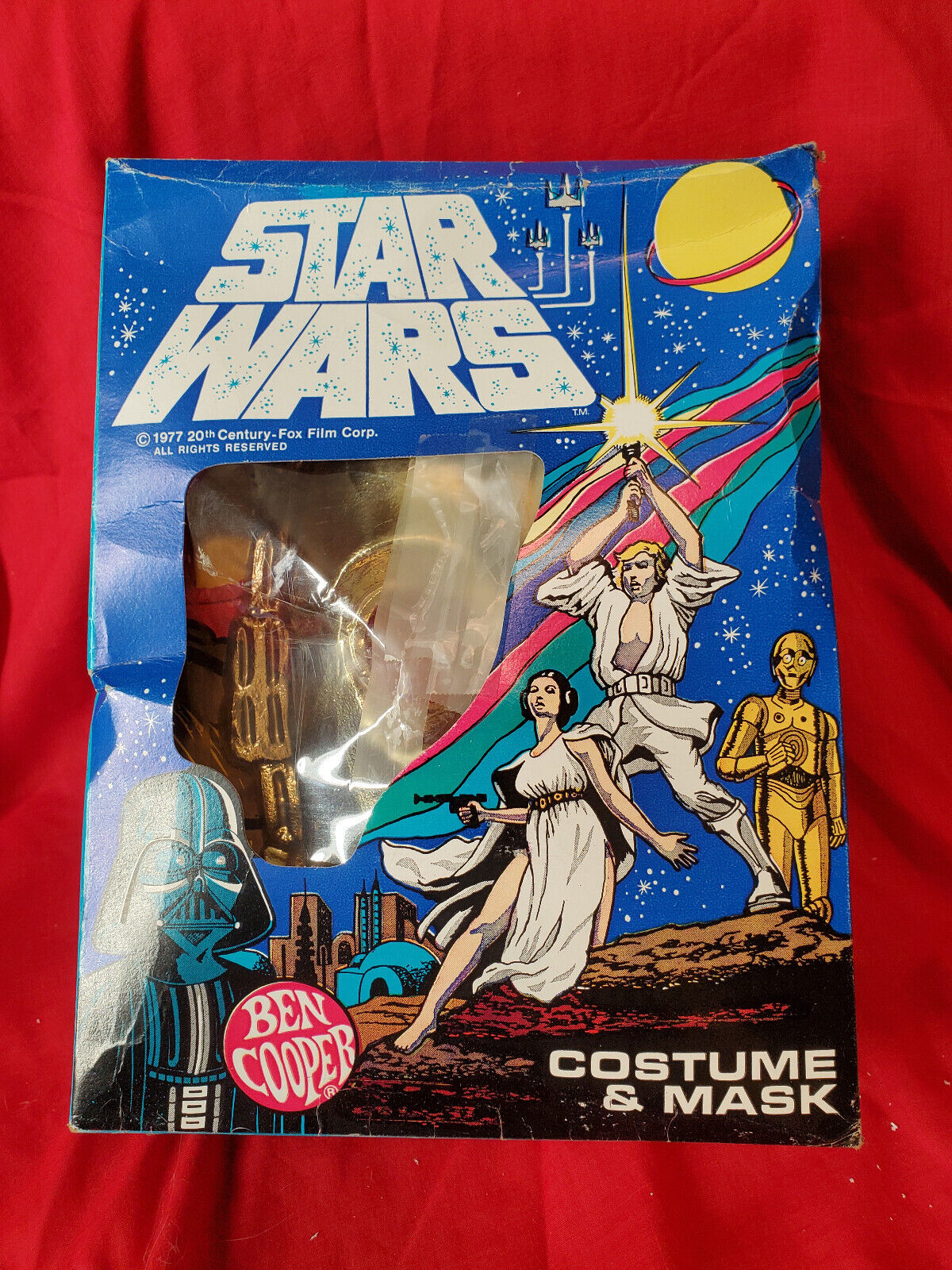 Vintage 1977 Ben Cooper Star Wars C3PO Mask & Costume w/ Original Box - Medium