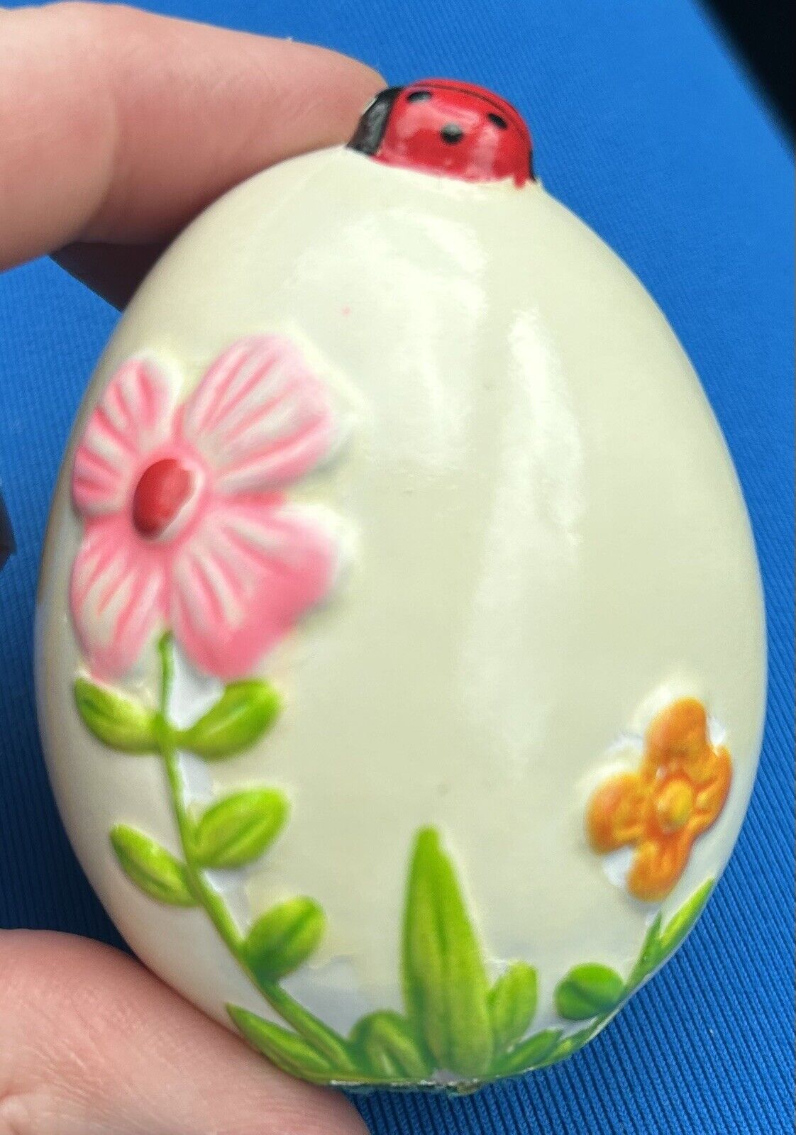 Egg Decor Ladybug Porcelain Vintage 2”