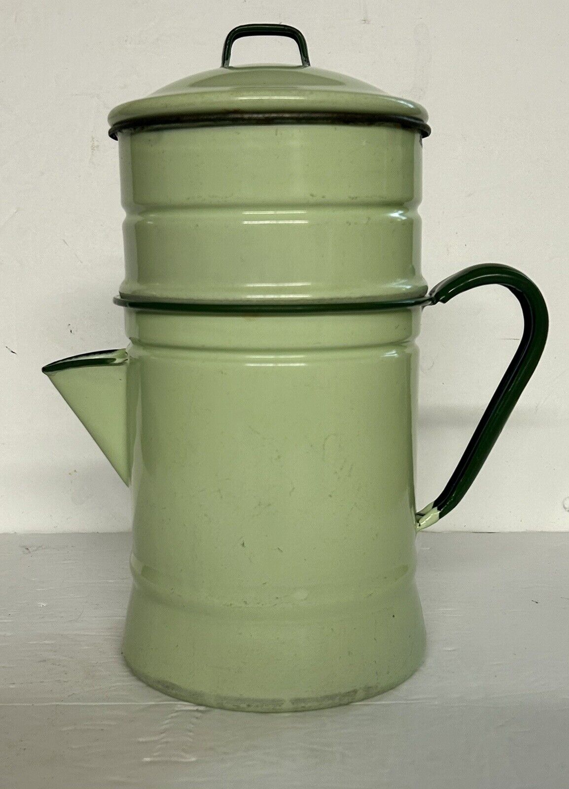 Vintage 30’s-40’s Jadeite Enamelware 4 Piece Coffee Pot