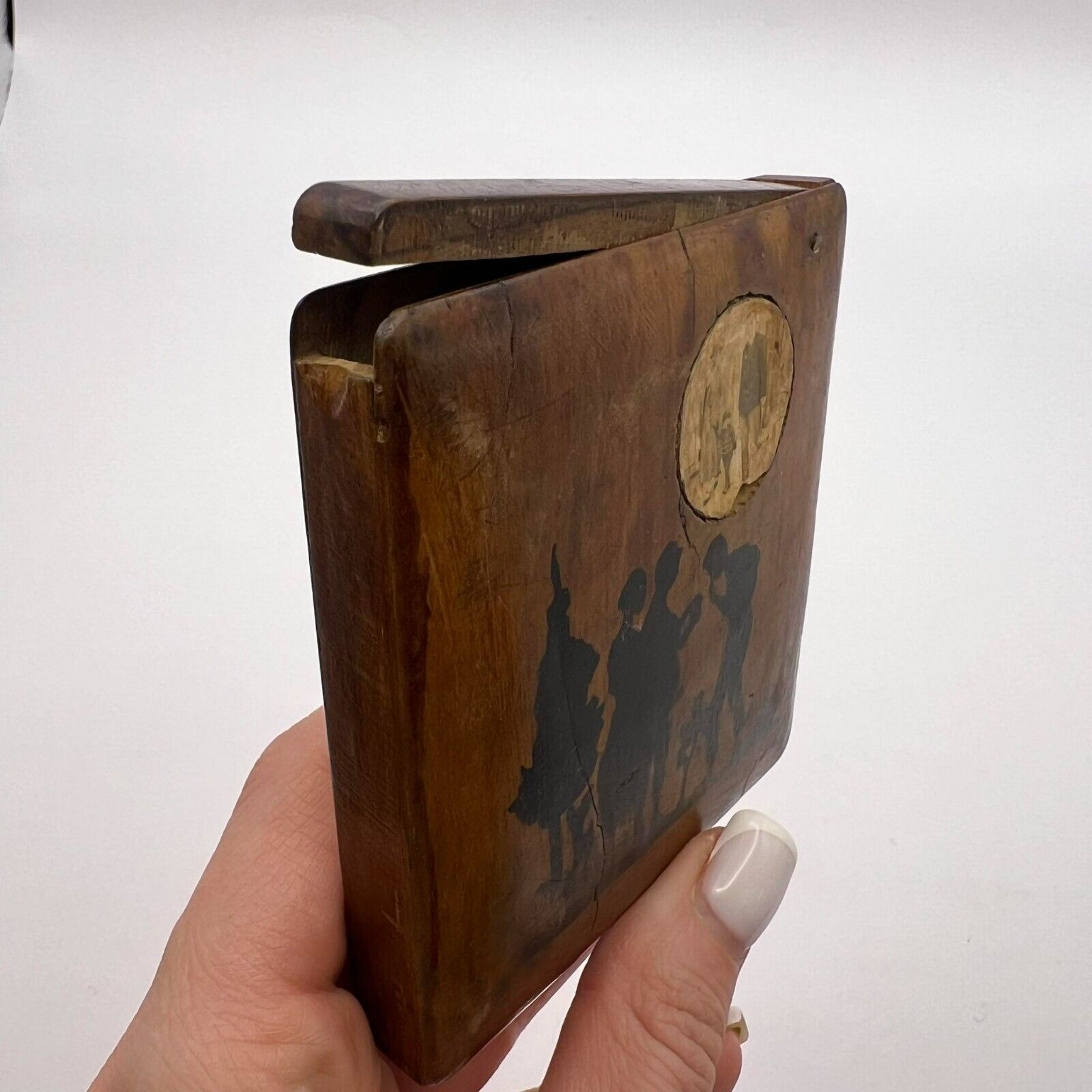 Antique Men\'s Cigarette Handmade Wooden Cigarette Case 1900\'s Vintage Tobacciana