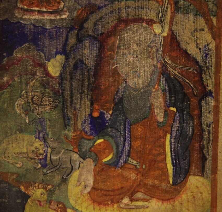 Amazing Tibet 1800s Old Buddhist Tsakli Tsaklis Thangka Tangka God of Longevity