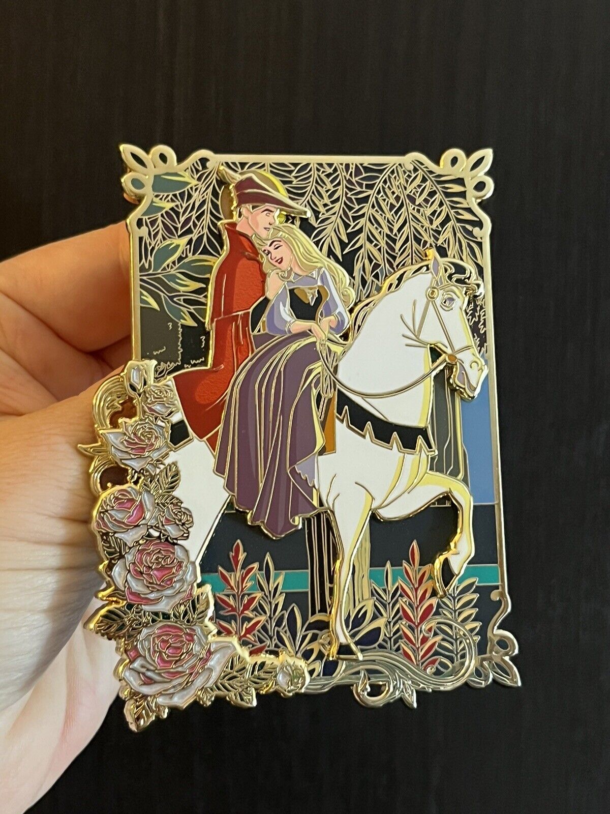 Gorgeous Princess Aurora & Prince Philip on Samson- fantasy pin by Kat B LE