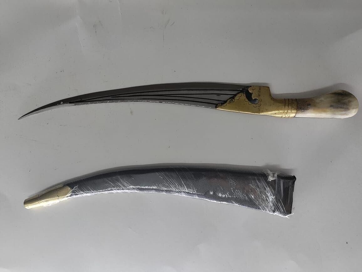 Rare Antique 1911 Brass Wootz Deer Dagger Antler Khanjar Stag Handle Collectible