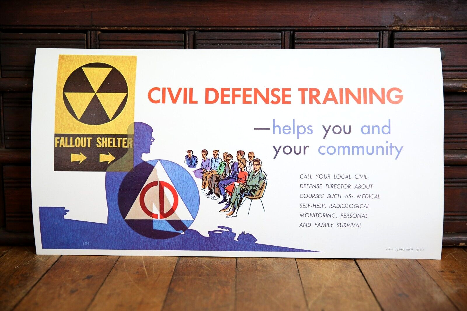 Vintage 1964 Civil Defense Sign Defense Training Ad Poster Cold War Atomic Bomb